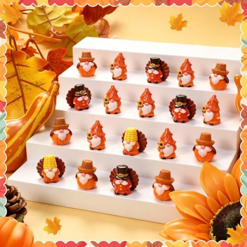 40 Pcs Fall Mini Gnome Figurines, Thanksgiving Tiny Resin Gnomes