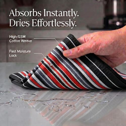 Urban Villa Kitchen Towels Cotton Dish Towels 20”x30” (Set of 6) Black