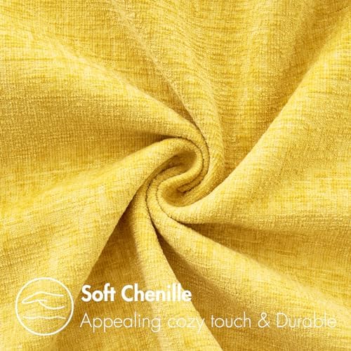 MIULEE Soft Chenille Throw Pillow Covers Yellow 20x20 Inch Pack of 2
