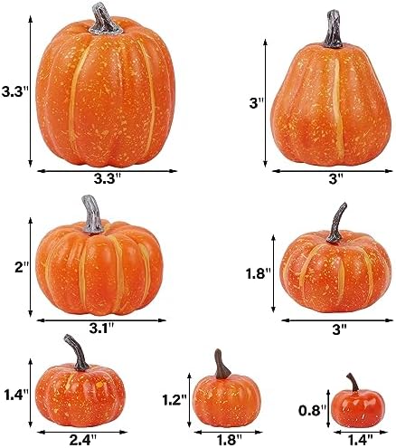 winemana 46 Pcs Artificial Pumpkins Fall Decorations, Orange