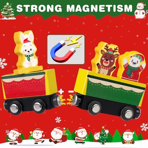 Toddler Advent Calendar 2026, 24pcs Magnetic Wooden Animal Train Set Christmas Advent Calendar 2026 for Kids, Countdown Calendar Gifts Montessori Train Stocking Stuffer for Toddlers, Boys and Girls