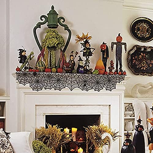 Halloween Table Runner 6 Pieces 18 x 72 Inch for Halloween Decor - Vivid Polyester Black Spider Web Lace Table Runner for Halloween Masquerade Party Dinner Table Decorations