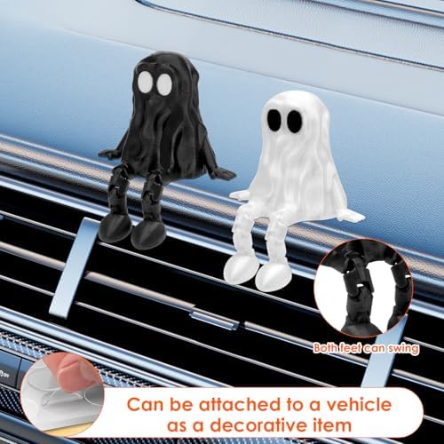 4Pcs Halloween Decorations,Ghost Decor Shelf Sitter Decorations, Outdoor,3D Printed Resin Statue, Joint Movable Figurines Bookshelf/Desk Centerpiece Shelf & Mantel Display for Halloween