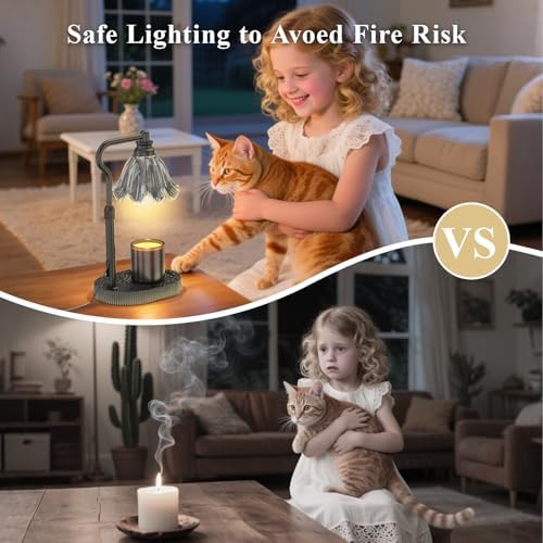 Flower Candle Warmer Lamp with Timer & 4-Level Dimmer, Adjustable Height