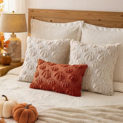 MIULEE Fall Decor Pillow Covers 16x16 Set of 2 Pumpkin Beige