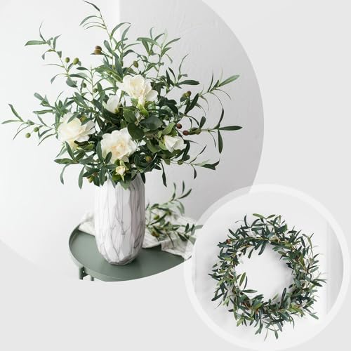 6FT Artificial Olive Tree with Basket&3PCS 18Inch Olive Branches