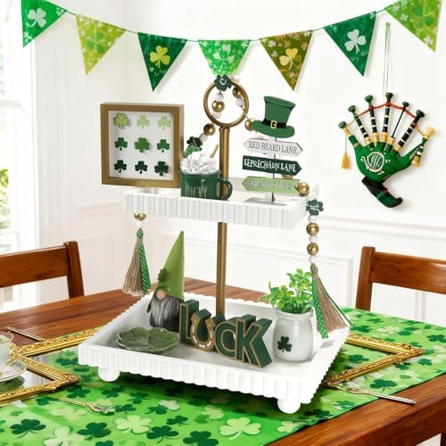 St Patrick's Day Decoration 8 PCS Saint Patty's Day Tiered Tray Decor Set
