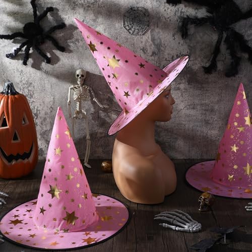Newcotte 16 Pieces Witch Hats Halloween Costumes for Women Men Modern Witch Hats Fancy Dress Party Decorations