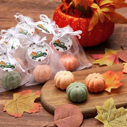 Lounsweer 24 Pack Little Pumpkin Bath Bombs Fall Baby Shower Favors,Green