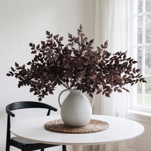 PERFNIQUE 6 Pack Artificial Plum Cimicifuga Leaf Sprays, 32" Faux Ramosa Branches for Vase, Fall Floral Stems for Table Centerpiece, Farmhouse, Wedding, Mantel, or Halloween Decor
