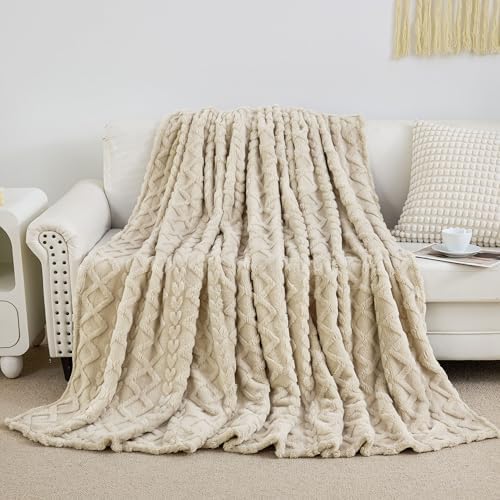 Aganear Fleece Throw Blanket for Couch Sofa 60"x80" Khaki