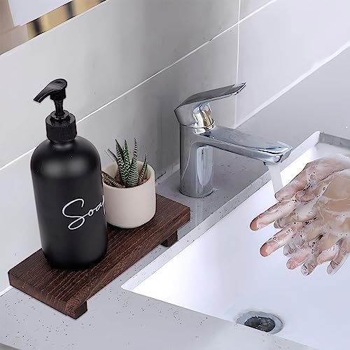 Small Wood Tray Pedestal Stand Farmhouse Bathroom Decor Decorative / Dark Brown / 8.7 x 3.6 x 1.6