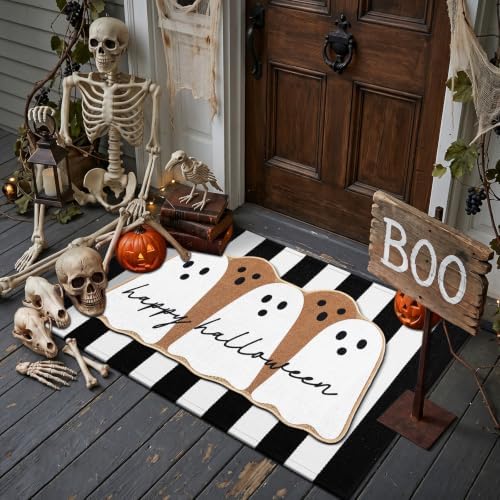 Tinideya 2 Pcs Halloween Door Mats Outdoor Layered Ghost Front Door Mat