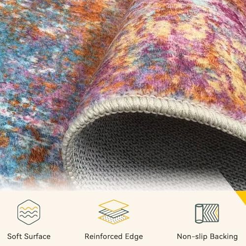 RELEANY Washable 6'x9' Abstract Area Rug for Living Room Starlight