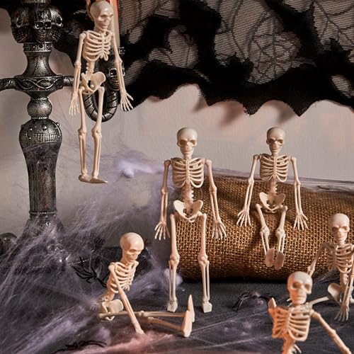 JOYIN 12 PCS 6” Small Skeletons Halloween Decorations Mini Skeleton Figurines for Craft Haunted House Accessories Trick-or-Treaters Party Favors Graveyard Decorations