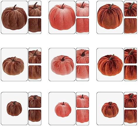 Woration 18pcs Velvet Pumpkin Decor Mix Size Fake Faux Foam Fabric Pumpkins