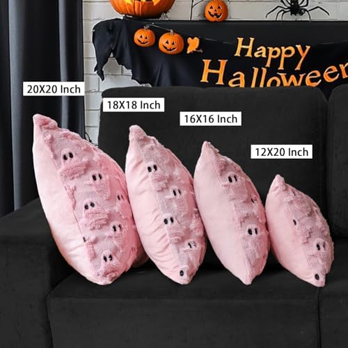 Halloween Pillow Covers 16x16 Set of 2 Pink Ghost Farmhouse Home Decor