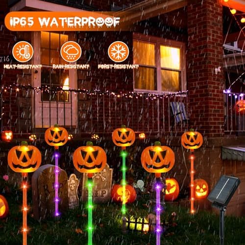 24 Pack Solar Pumpkin Lights Outdoor Waterproof for Halloween Decorations