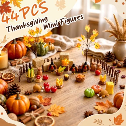 Warmtree Fall Resin Figures, 44 Pcs Thanksgiving Miniatures