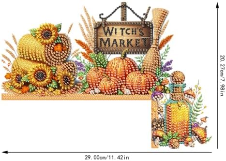DIY Diamond Art Wooden Door Corner Decoration – Halloween Frame Sign Kit, Creative Wall Art Mosaic Frame Sign for Home Decor & Gifts