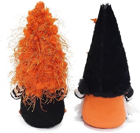 Attiigny Halloween Gnome Decorations,2 PCS Handmade Pumpkin Bat Ornaments Swedish Tomte Nordic Dwarf Nisse Festival Santa Gnome for Halloween Party Home and Office Decor