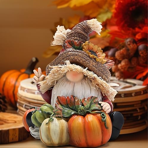 Hodao Fall Thanksgiving Pumpkin Gnomes Decorations for Home, Fall Decor