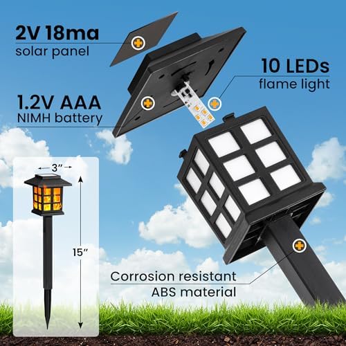 GIGALUMI Solar Lights Outdoor Waterproof 10 Pack, LED Garden Decor