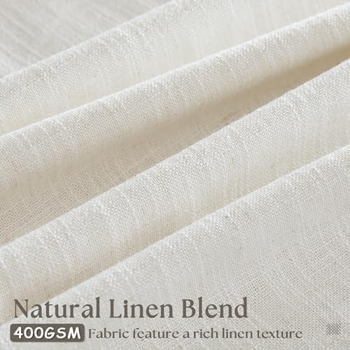 Neutral Pinch Pleated 86 Inch Curtains Semi Sheer Linen Blended, Natural