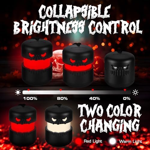 EverBrite 3-Pack Halloween Collapsible Skeleton Lantern, Two Color Changing