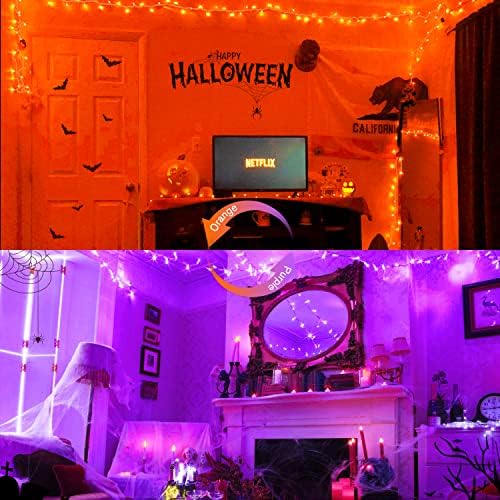 JMEXSUSS 100 LED Orange & Purple Halloween Lights Plug in