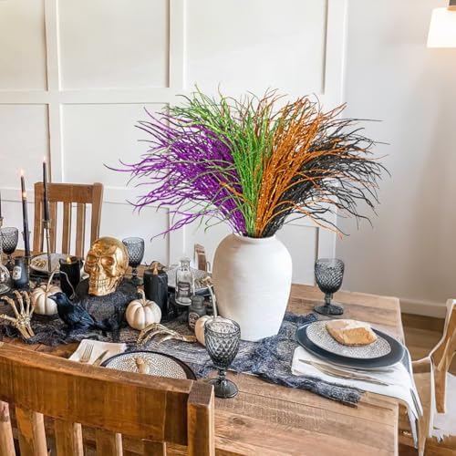5 Pcs Halloween Picks and Sprays Green Artificial Curly Willow Branches 27.4Inch Floral Twig Stems Sticks Vase Fillers Green Halloween Ornament for Centerpieces Party Holiday Christmas Decorations