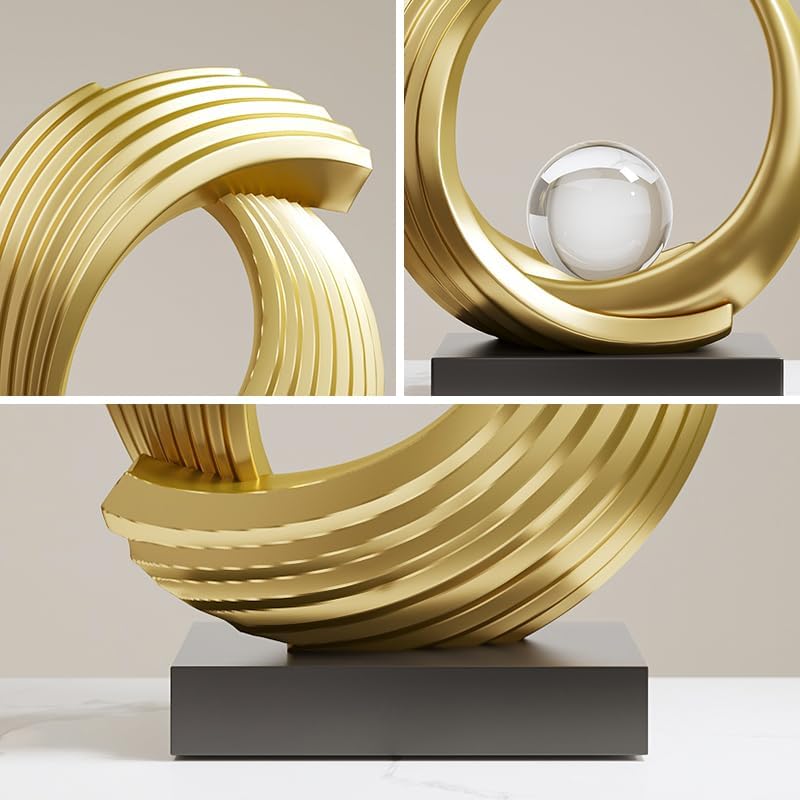 Golden Wave Resin Origami Statue Modern Abstract Home Decoration Emphasizes Abstract Office Desk / A
