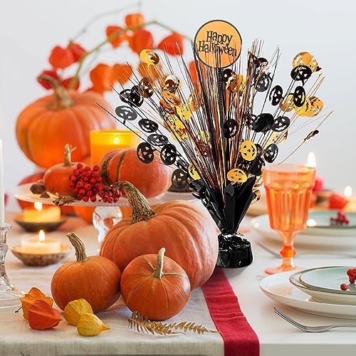 Riceshoot 8 Pcs Halloween Metallic Foil Spray Centerpieces for Tables Orange Black Burst Centerpiece Table Decorations with Pumpkin Boo Castle Happy Halloween Cards for Halloween Party