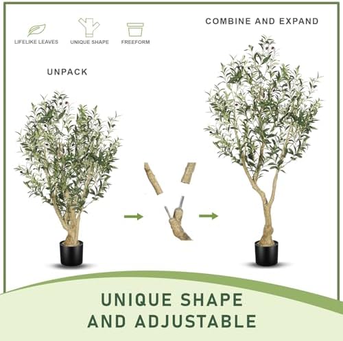 LYERSE Olive Tree 5ft with Large Olive Branches and Lifelike Fruits