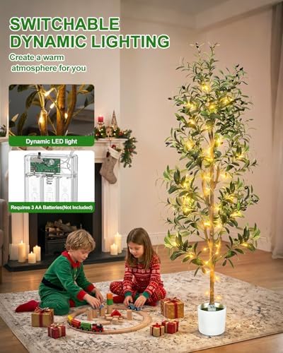 Olive Trees Artificial Indoor 6Ft Tall Faux Plants Large Fake Olivos Tree