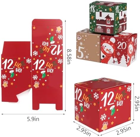 ONESING 24 Pcs DIY Christmas Advent Calendar Boxes for 2026, 24 Days Countdown Calendar Gift for Adults and Kids Christmas Cardboard Number Boxes Make & Fill Your Own Advent Calendar Boxes Lovely Xmas Party Present