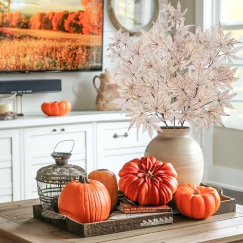 DILATATA 30 inch Artificial Maple Leaves Branch Fake Maple Shrubs Faux Fall Branches for Home Floral Arrangement Autumn Festival Thanksgiving Fall Leaf Decor
