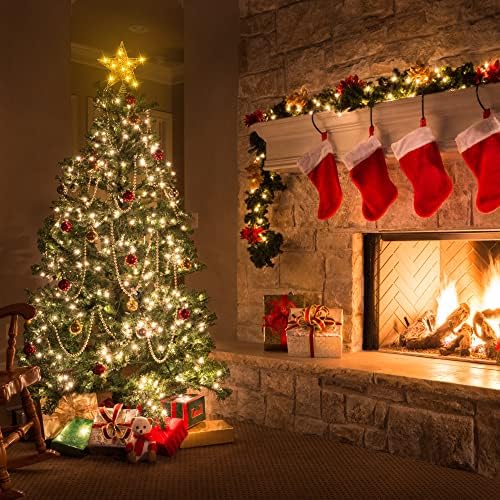 DULEFUN 11.8 Inch Christmas LED Gold Star Tree Topper with 20 LED Lights
