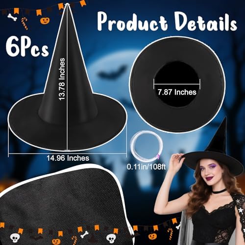 RAINFLOW Halloween Witch Hats - Black Hanging Witch Hats for Porch Decor