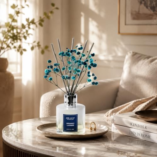 Airkeep Reed Diffuser Set,3.38 fl oz (100 ml) - Bergamot Lavender Oil Diffusers with 8 Reed Sticks, Home Fragrance Reed