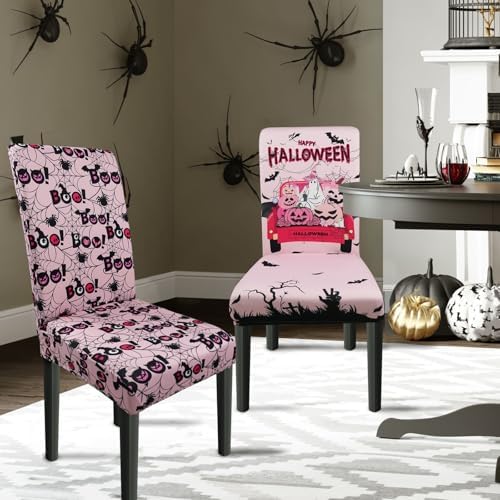 Halloween Chair Covers Set of 6 Ghost Dining Chair Covers for Party Kitchen Removable Seat Cover for Chairs Halloween Decorations Indoor