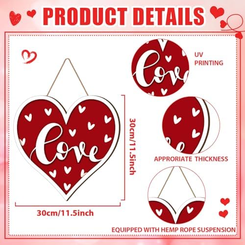 Boao Welcome Valentine's Day Wooden Door Hanging Sign Decor