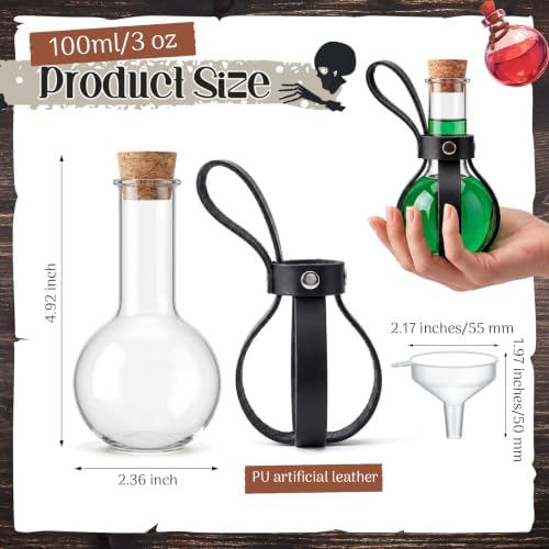 Baderke 6 Set 3oz Plastic Potion Bottle with Cork Stopper, Black