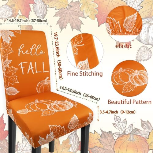 Fall Chair Covers Set of 6 Pumpkin Chair Back Covers Fall Dining Chair Covers for Party Kitchen Decorations