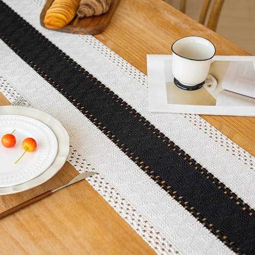 FEXIA Farmhouse Table Runner for Home Decor 12x36 Black Fall Home Decor