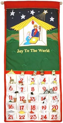 Joy To The World Traditional Nativity Advent Calendar by Pockets of Learning | Holiday Décor, Crèche Manger Scene, Christmas Fabric Wall Hanging, Seasonal Cloth Countdown