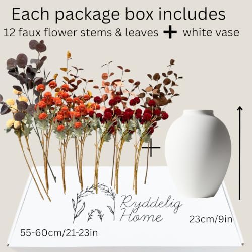 Orange Fall Flower Arrangement with Vase, Fall Centerpieces For Tables