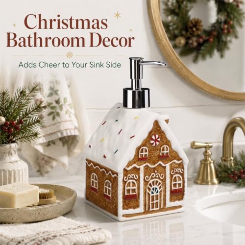 Potchen Christmas Cube Gingerbread House Soap Ceramic Pump Bathroom Decor