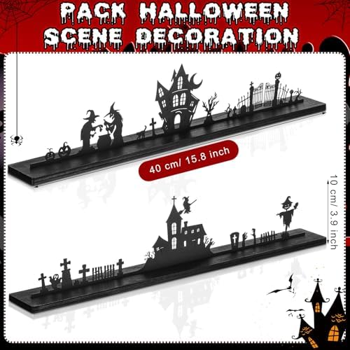 Amyhill 2 Halloween Metal Table Centerpieces Decor 15.8 in Witch Silhouette