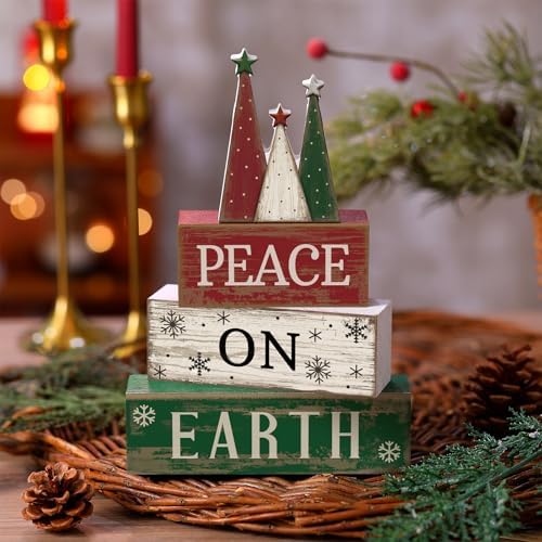 Lineshading 4 Pcs Christmas Table Decoration Wooden Christmas Tree Signs
